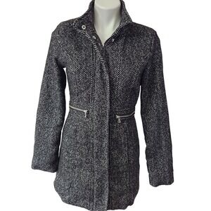 Tweed wool coat‎ New Look black & white size M